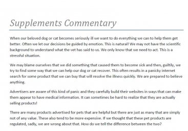 Supplements Commentary