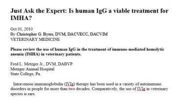 Is human IgG a viable treatment for IMHA?