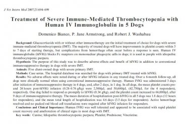 Treatment of Canine IMT with Human IVIG