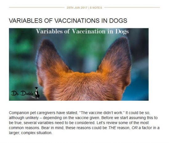 Dodds Variables of Vaccinations in Dogs
