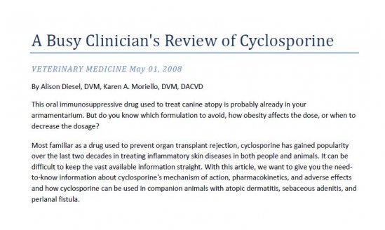 Busy Clinician's Review of Cyclosporine