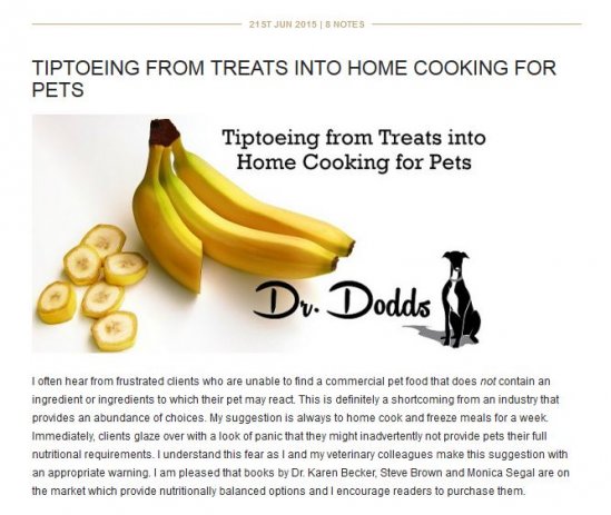 Dr. Dodds Tiptoeing Treats To Home Cooking