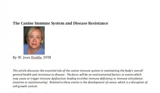 The Canine Immune System and Disease Resistance