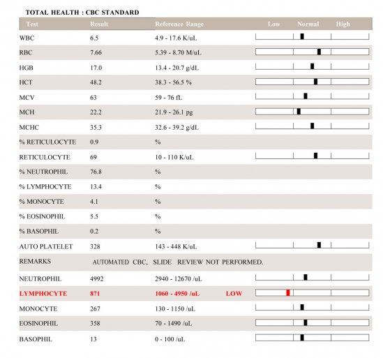 CBC Chemistry Screen Test Results